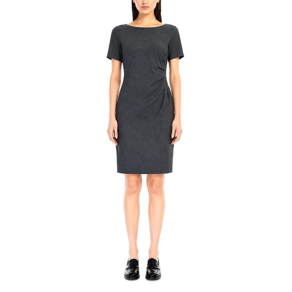 Weekend Max Mara Sheath Dress Womens Size 4 Gray Knit Ruched Boat Neck Career